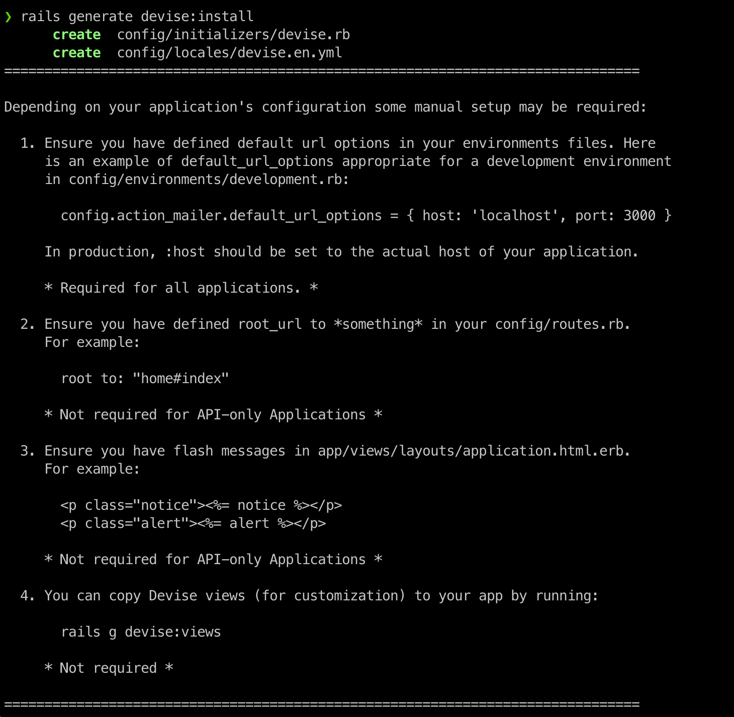 Devise post installation instructions