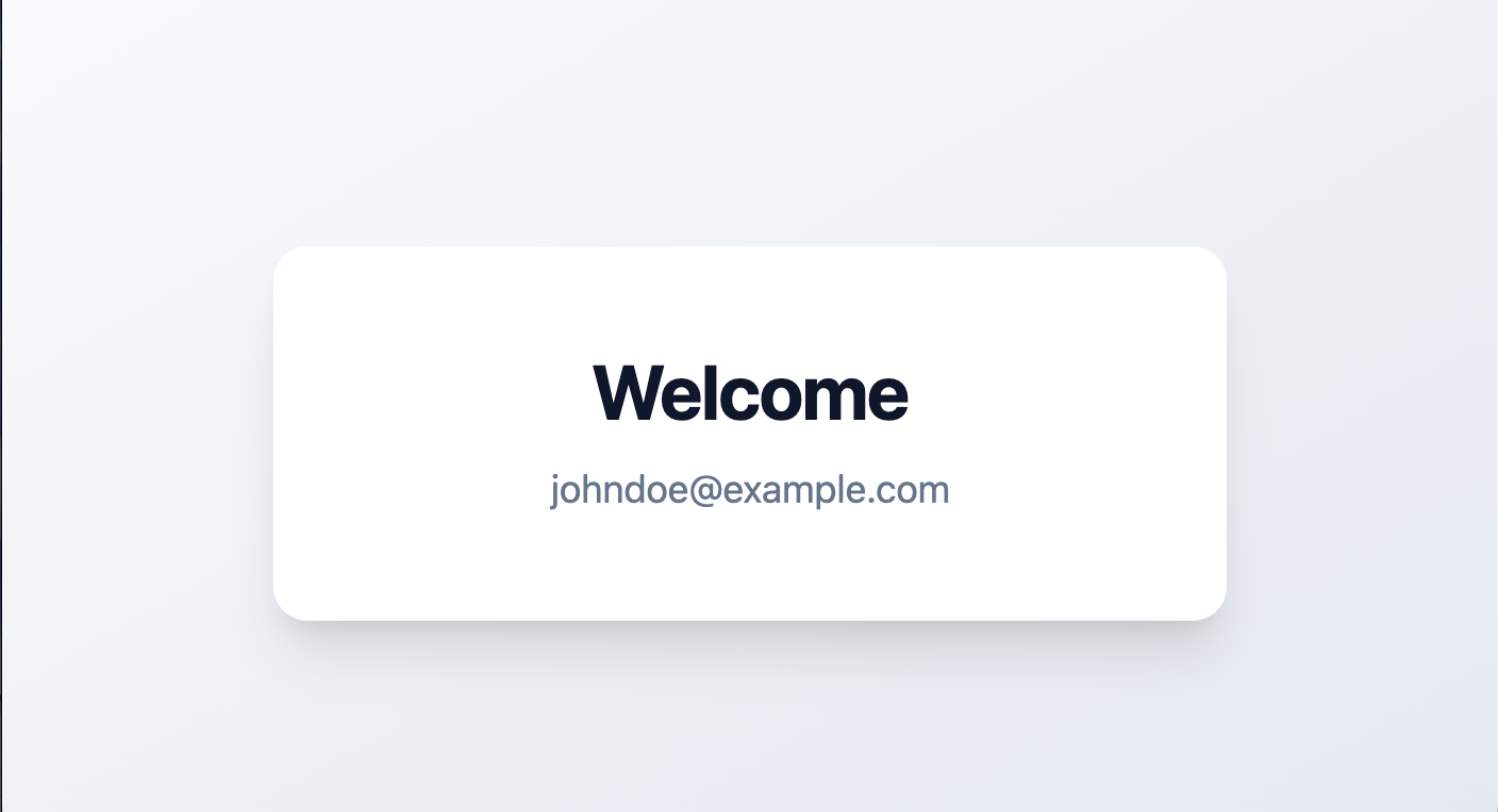 Home page with user email