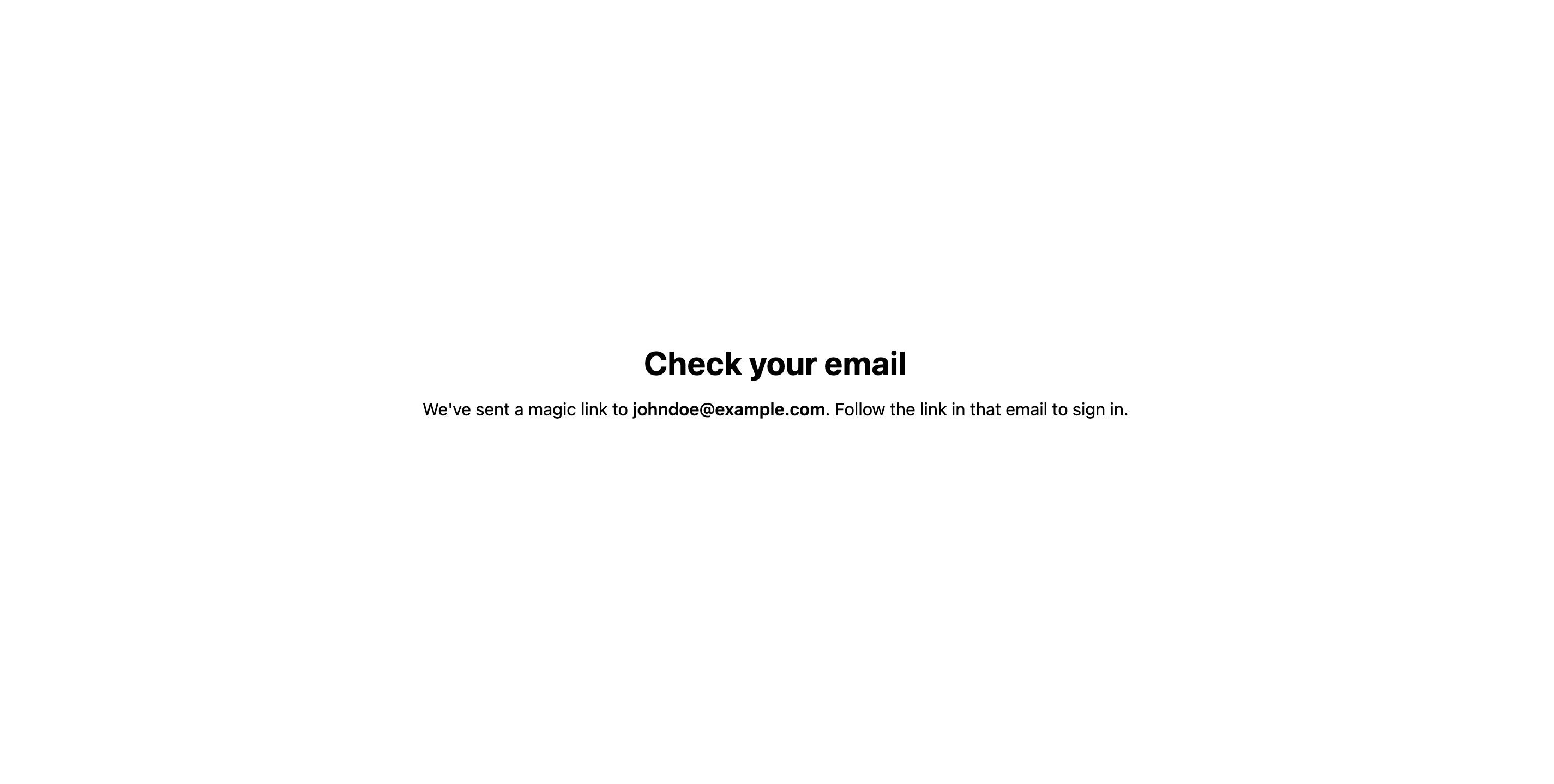Magic link sent page