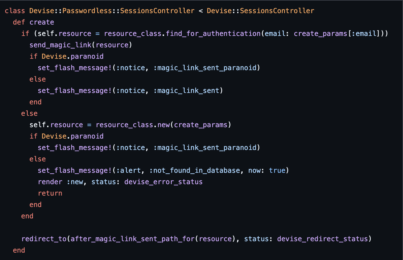 Passwordless create action