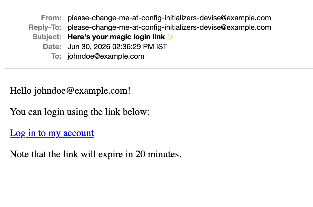 Sign in magic link email